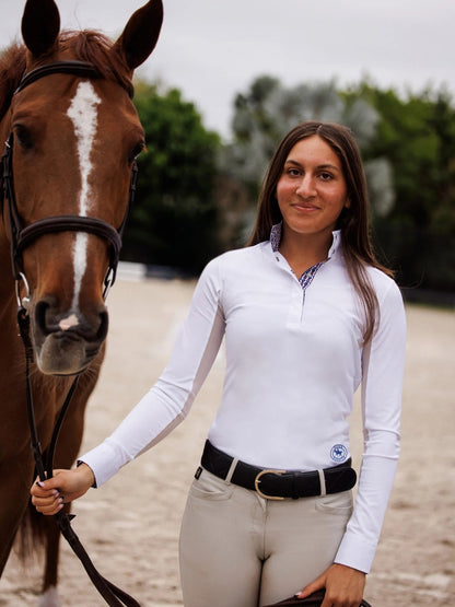 Essex Classics Tricolor Ladies Talent Yarn Straight Collar Long Sleeve Show Shirt