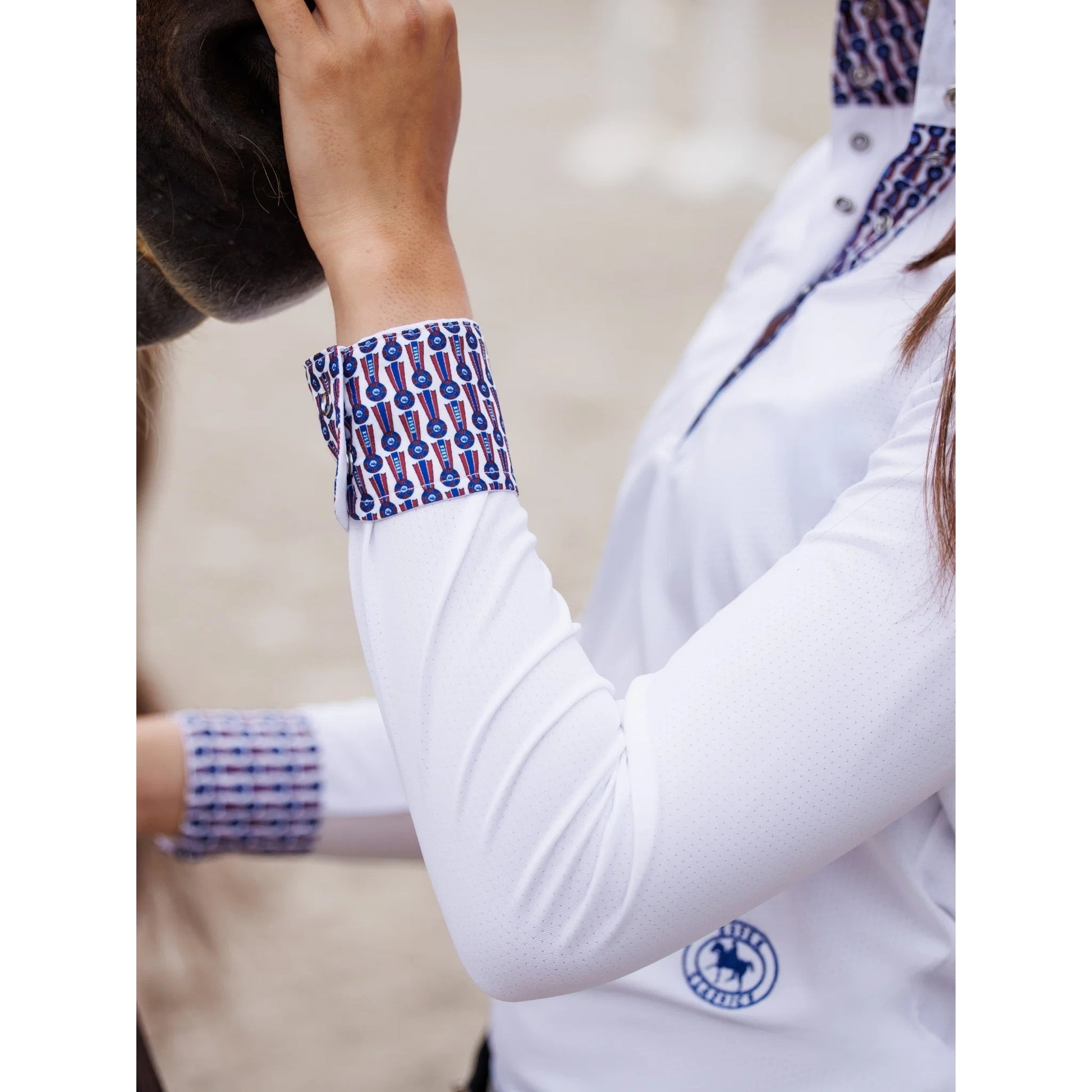 Essex Classics Tricolor Ladies Talent Yarn Straight Collar Long Sleeve Show Shirt
