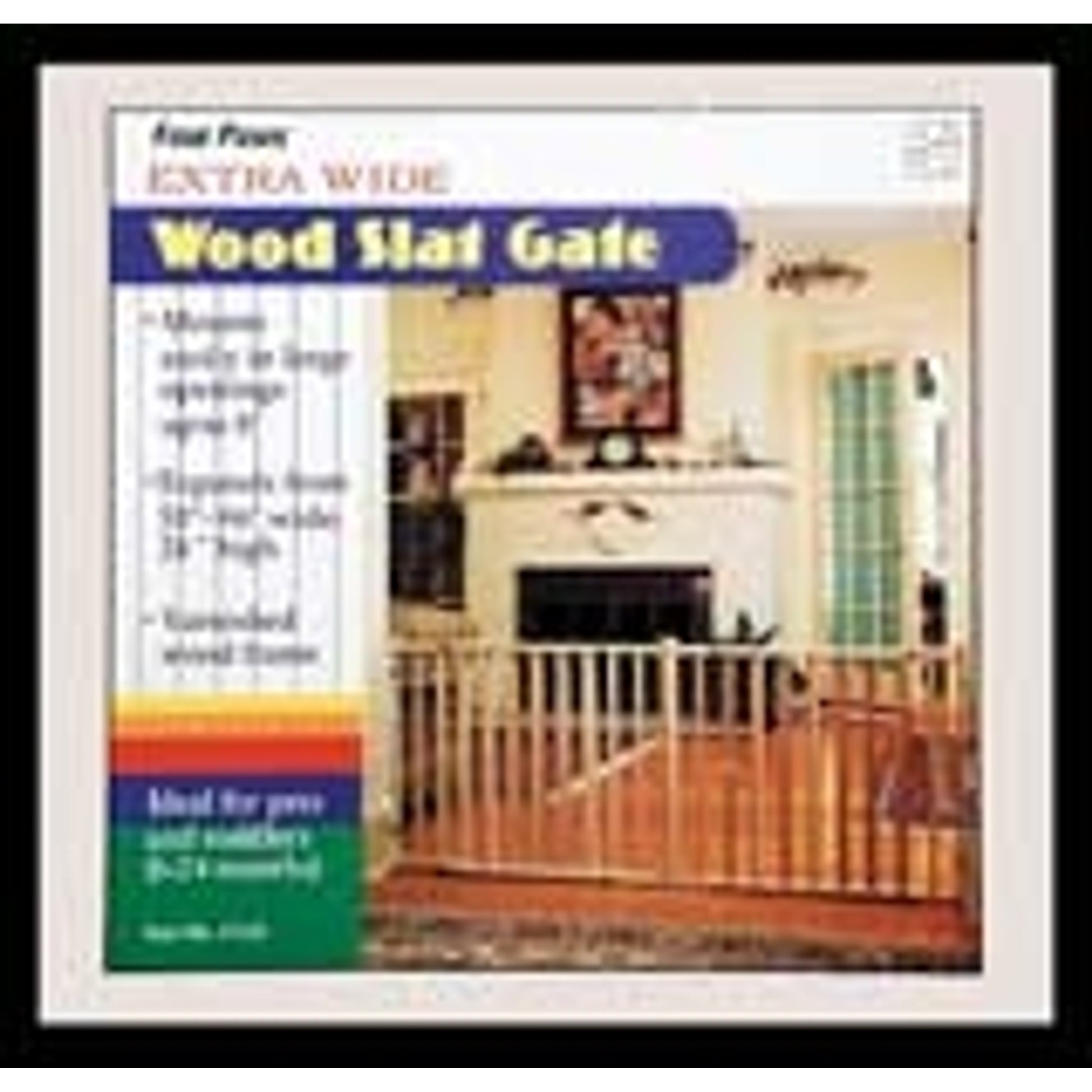 Verticle Wood Slat Pet Gate 24Hx53-96W Brown
