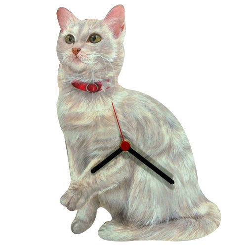 White Cat Shaped Clock