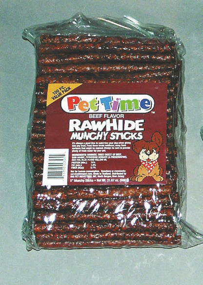 5 Inch Munchy Rawhide Sticks 100 Pack