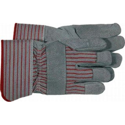 Split Leather Safety Cuff Gardening Glove LG Gray