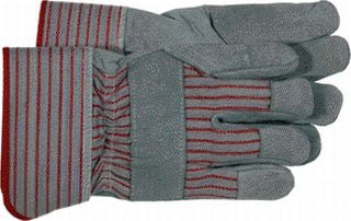 Split Leather Safety Cuff Gardening Glove LG Gray