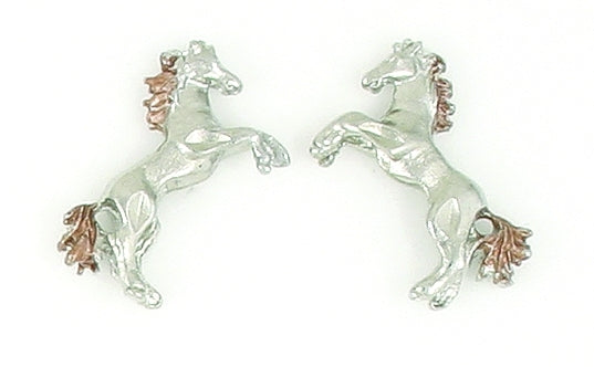 Finishing Touch 2-Tone Rearing Horse Earrings