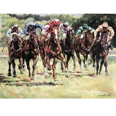Final Furlong (Horse Racing) Blank Greeting Cards - 6 Pack