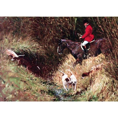 Fox and Fox Hunting - Crossing the Dyke (Fox Hunting) Blank Cards - 6 Pack