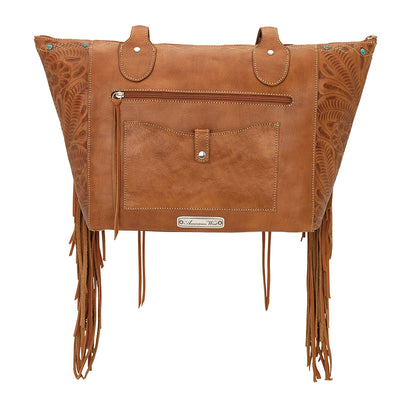 AMERICAN WEST Canyon Creek Zip-Top Fringe Tote - Tan