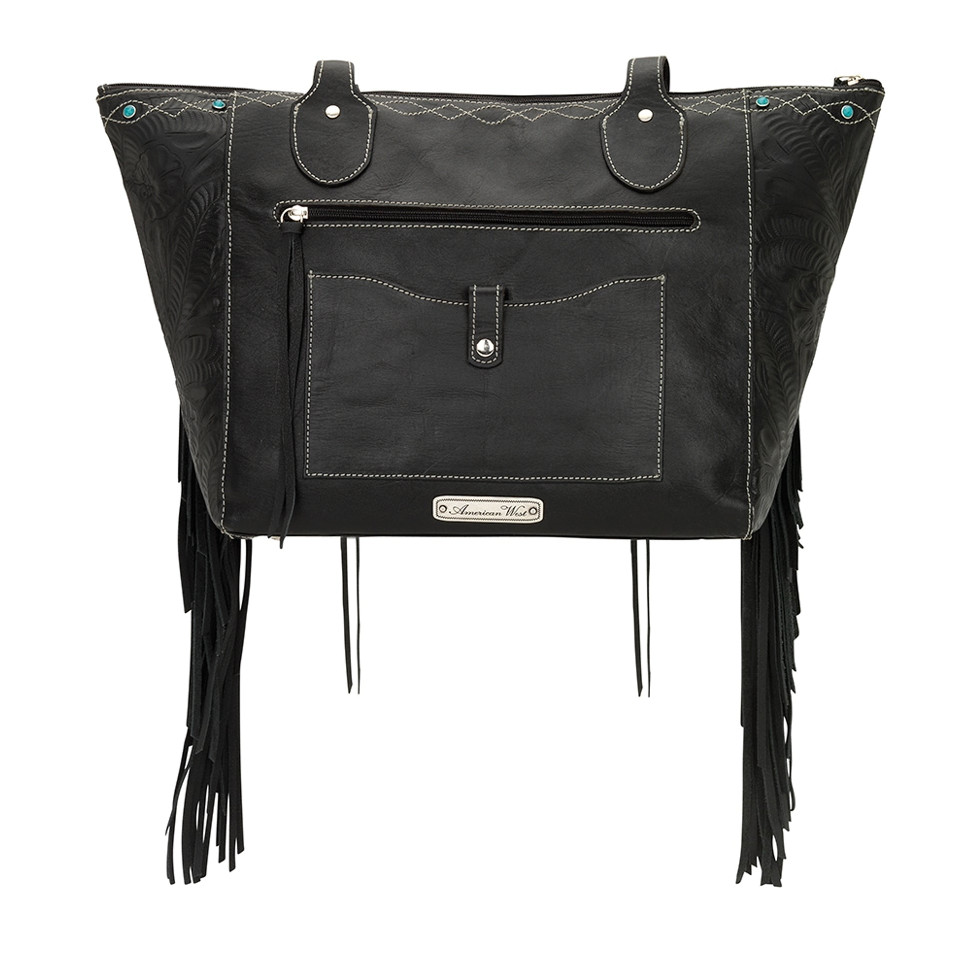 AMERICAN WEST Canyon Creek Zip-Top Fringe Tote - Tan
