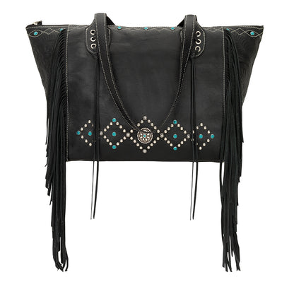 AMERICAN WEST Canyon Creek Zip-Top Fringe Tote - Tan
