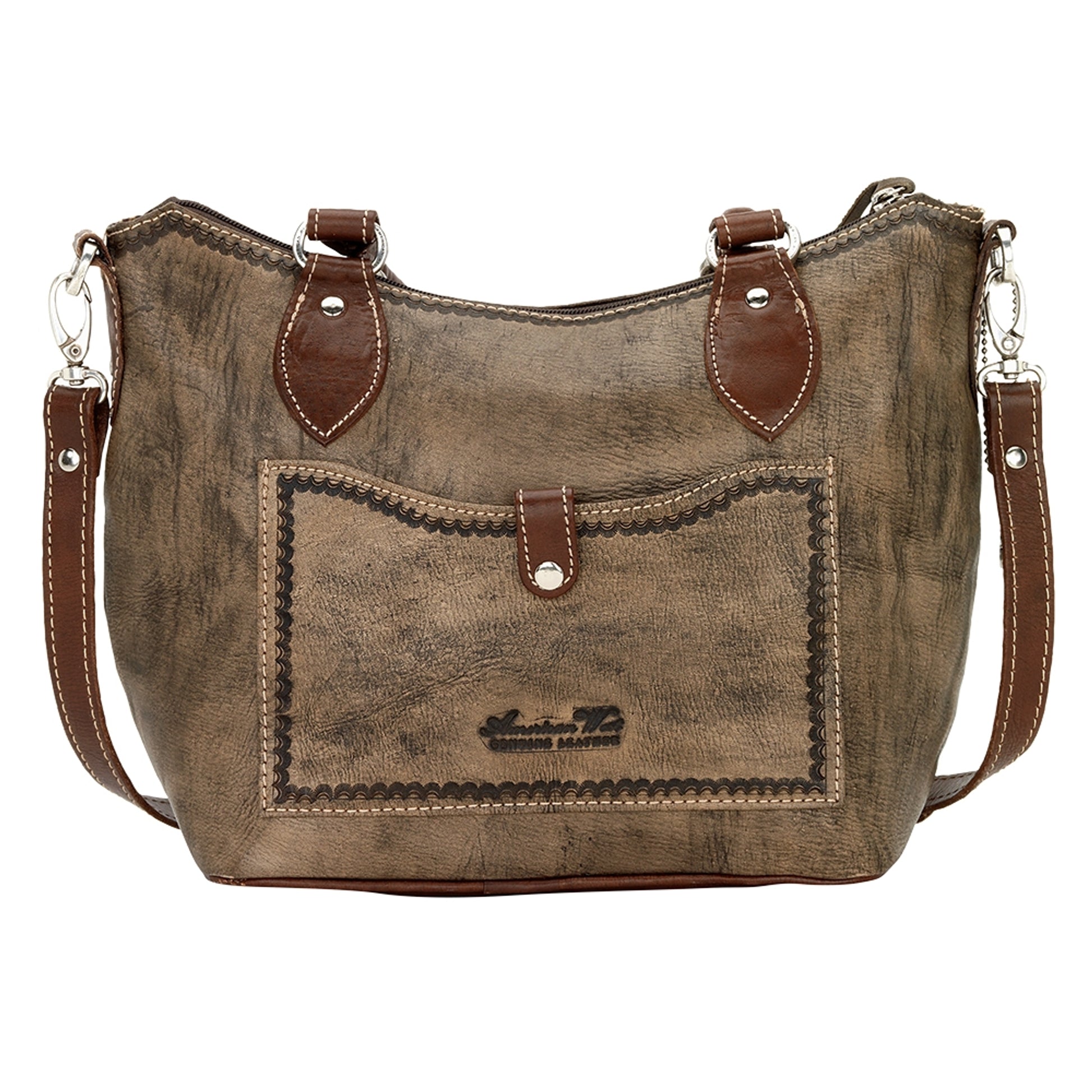 AMERICAN WEST Mystic Shadow Convertible Zip Top Bucket Tote - Charcoal Brown
