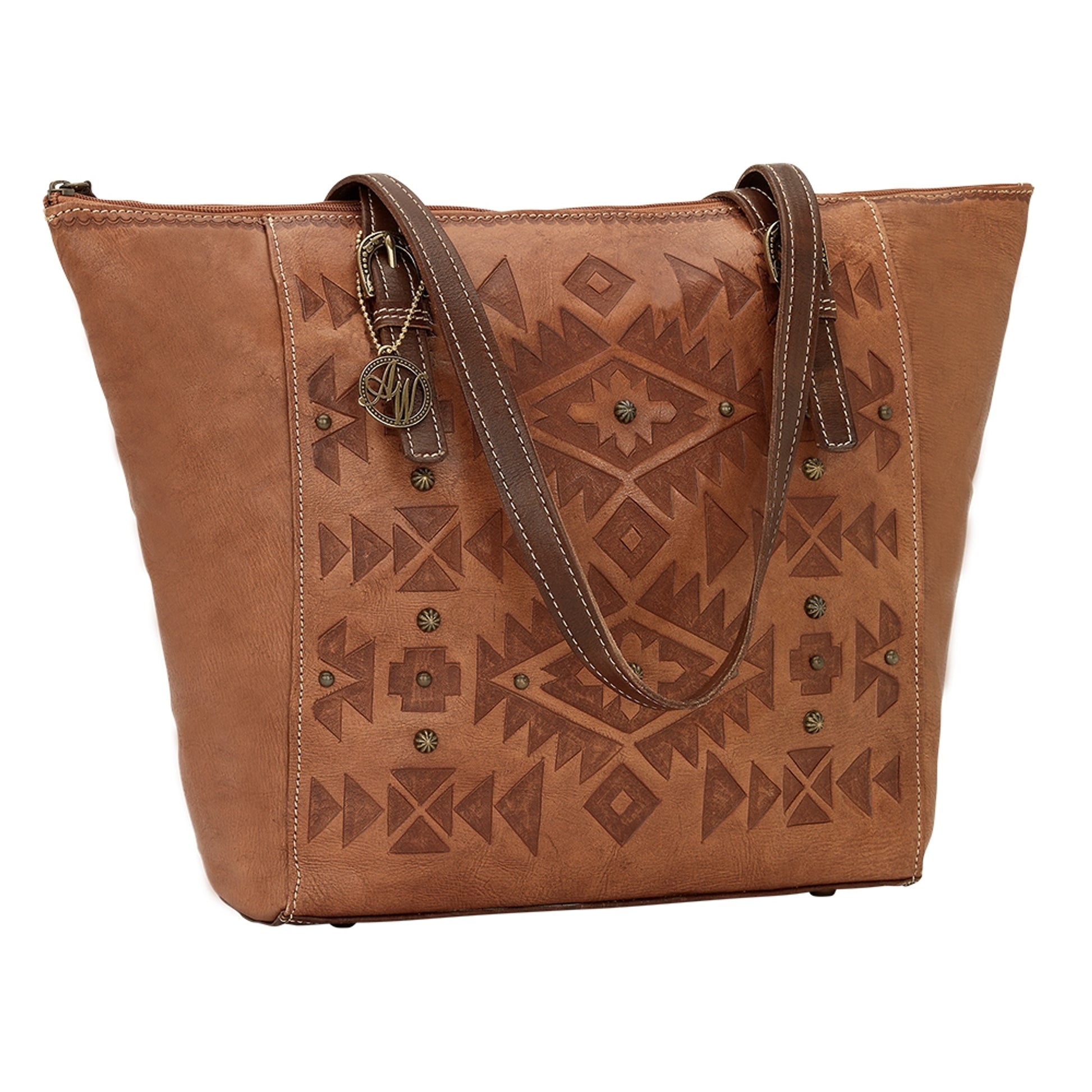AMERICAN WEST Mystic Shadow Zip Top Bucket Tote - Tan