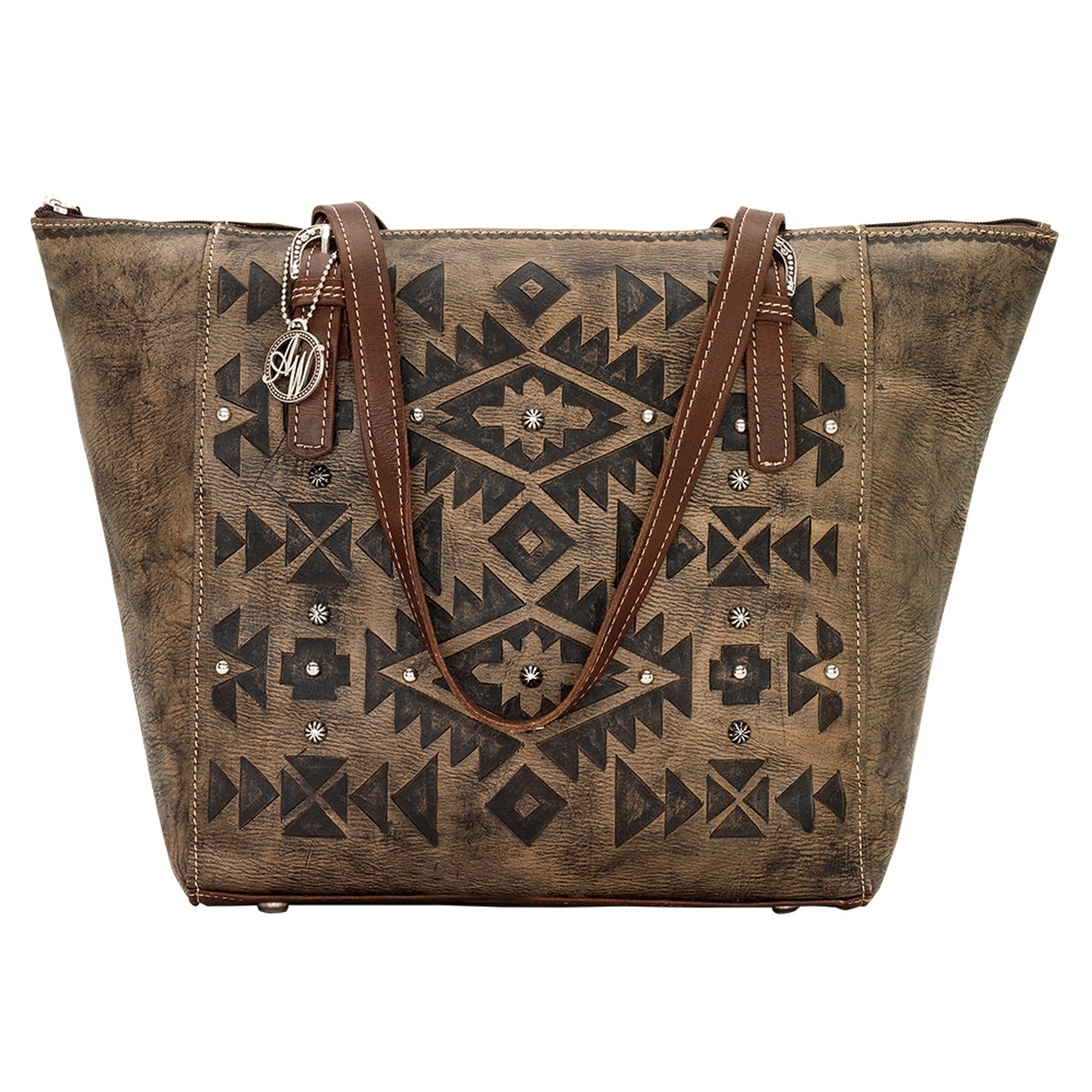 AMERICAN WEST Mystic Shadow Zip Top Bucket Tote - Tan