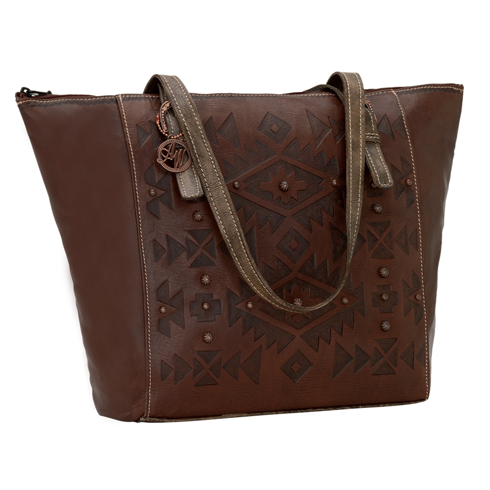AMERICAN WEST Mystic Shadow Zip Top Bucket Tote - Tan