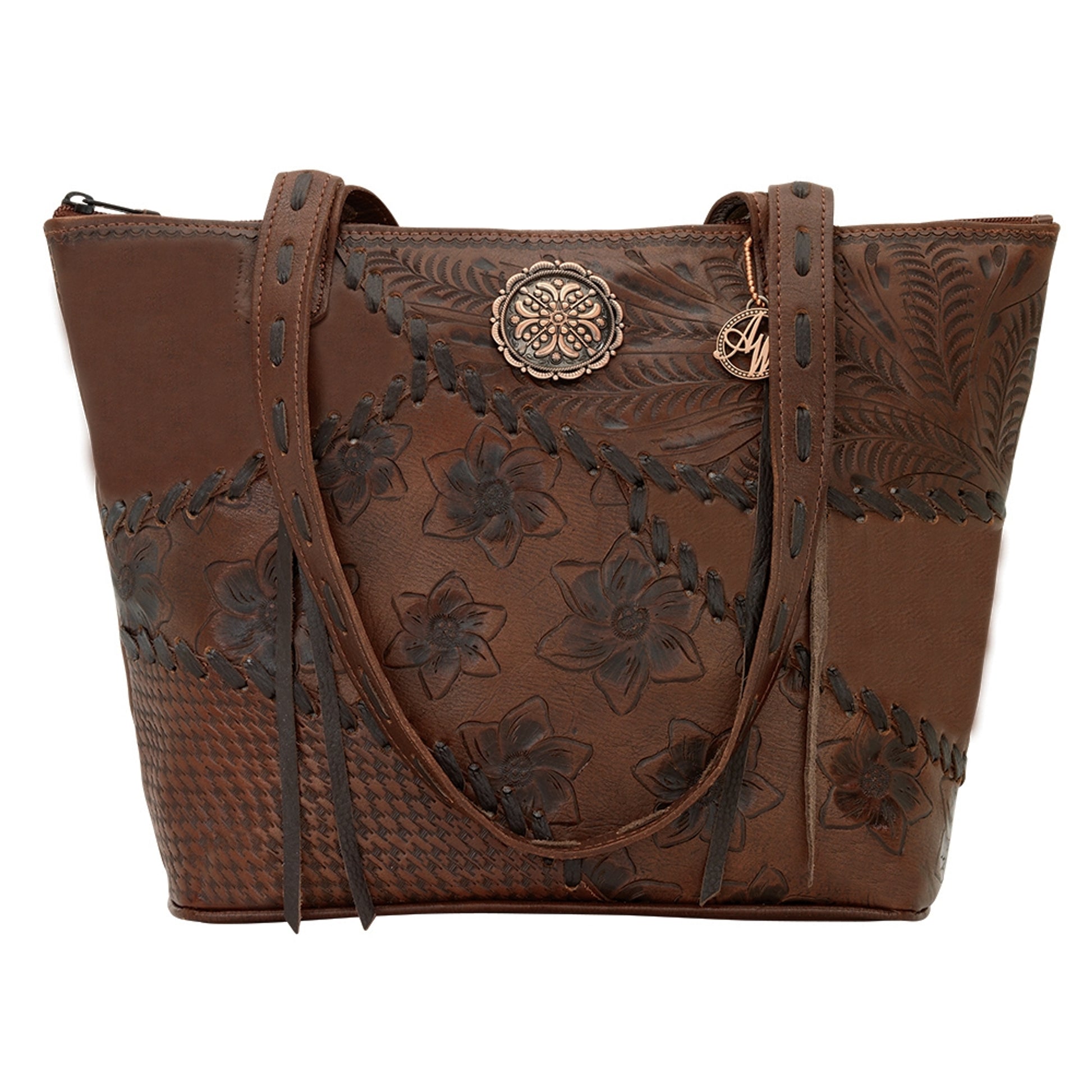 AMERICAN WEST Soho Groove Zip Top Bucket Tote - Tan