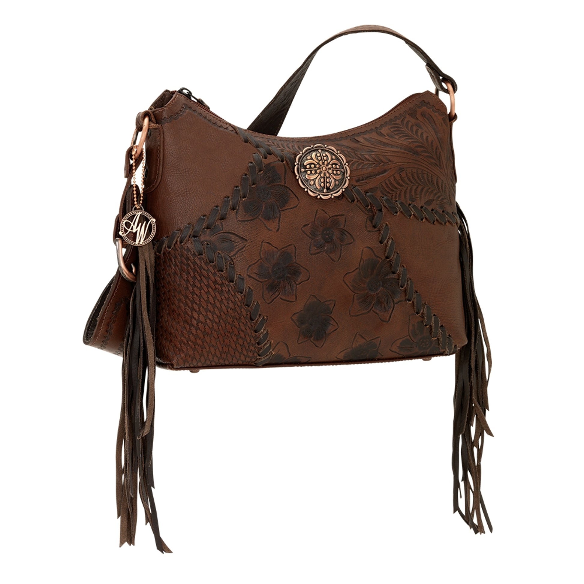 AMERICAN WEST Soho Groove Zip Top Shoulder Bag - Tan