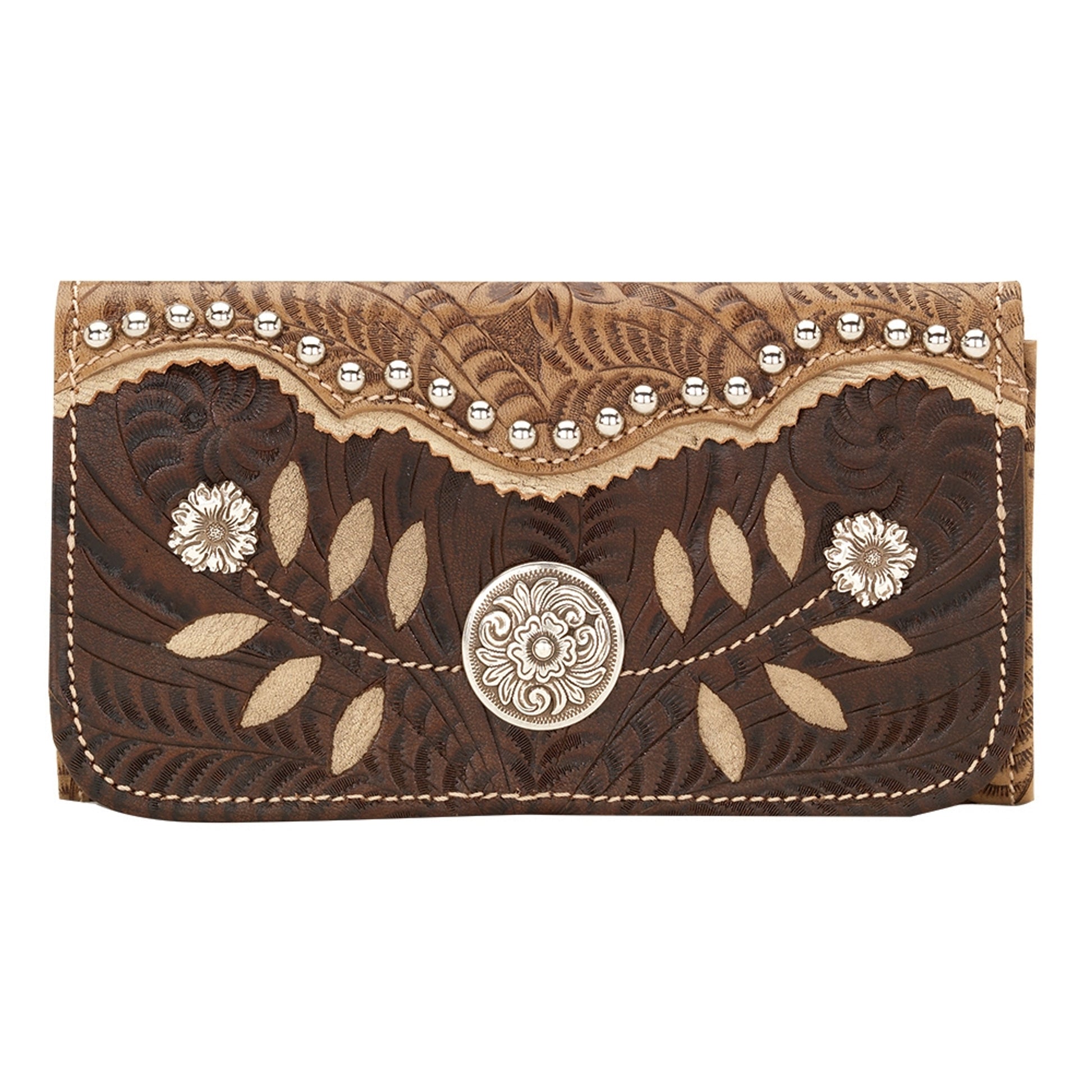 AMERICAN WEST Woodland Bloom Tri-Fold Wallet - Chestnut Brown
