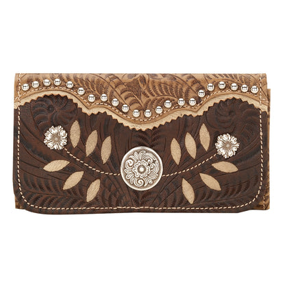 AMERICAN WEST Woodland Bloom Tri-Fold Wallet - Chestnut Brown