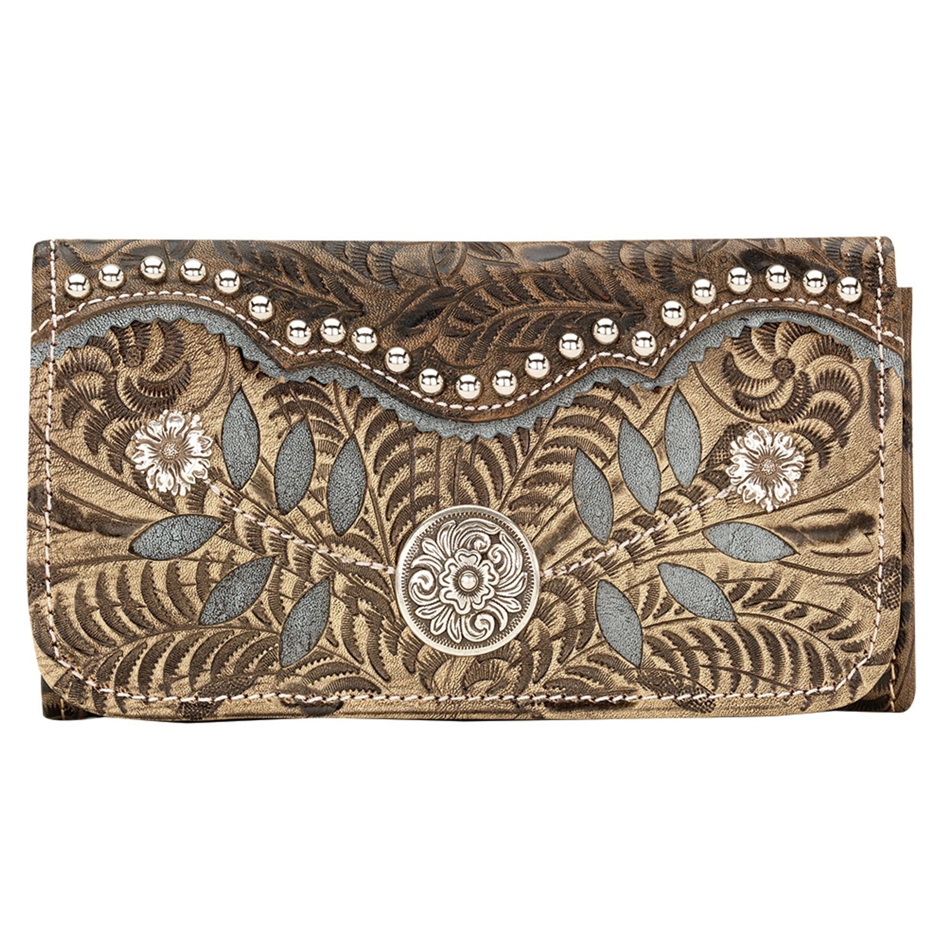 AMERICAN WEST Woodland Bloom Tri-Fold Wallet - Chestnut Brown