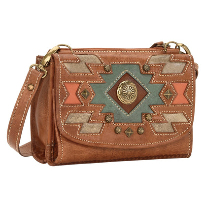 AMERICAN WEST Zuni Passage Small Crossbody Bag/Wallet - Tan