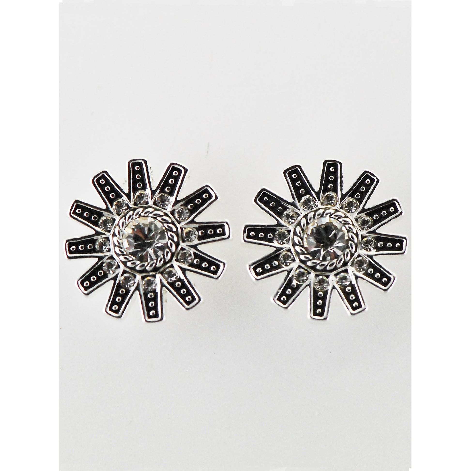 Western Edge Crystal Stones Spur Rowel Earrings