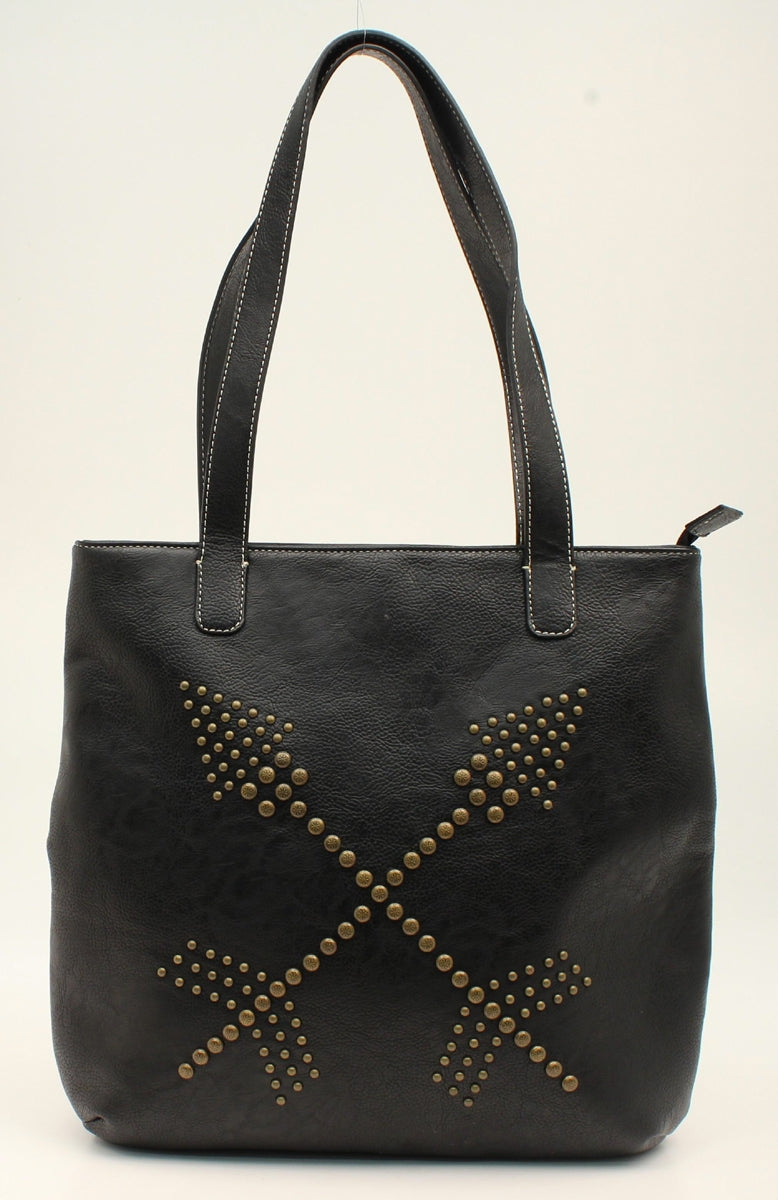 Nocona Claire Nailhead Double Arrows ToteBk/Wh