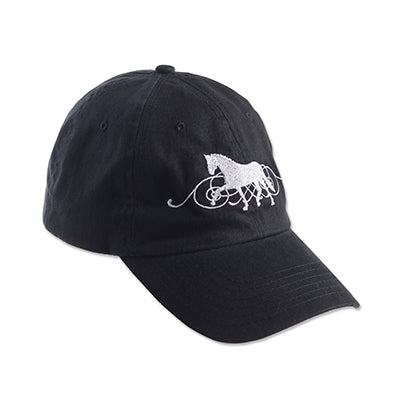 Dressage Horse w Scroll in Background Black Cap