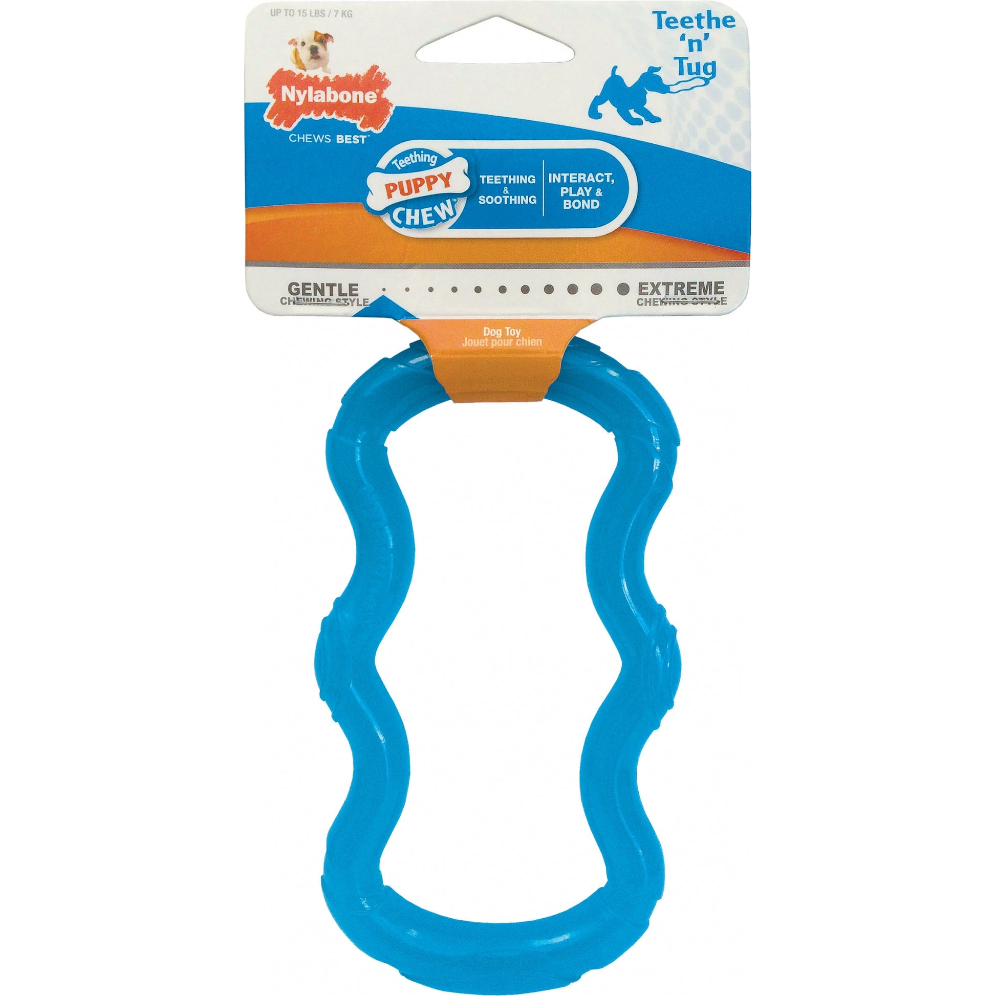 Nylabone Puppy Chew Tug Translucent SM Blu