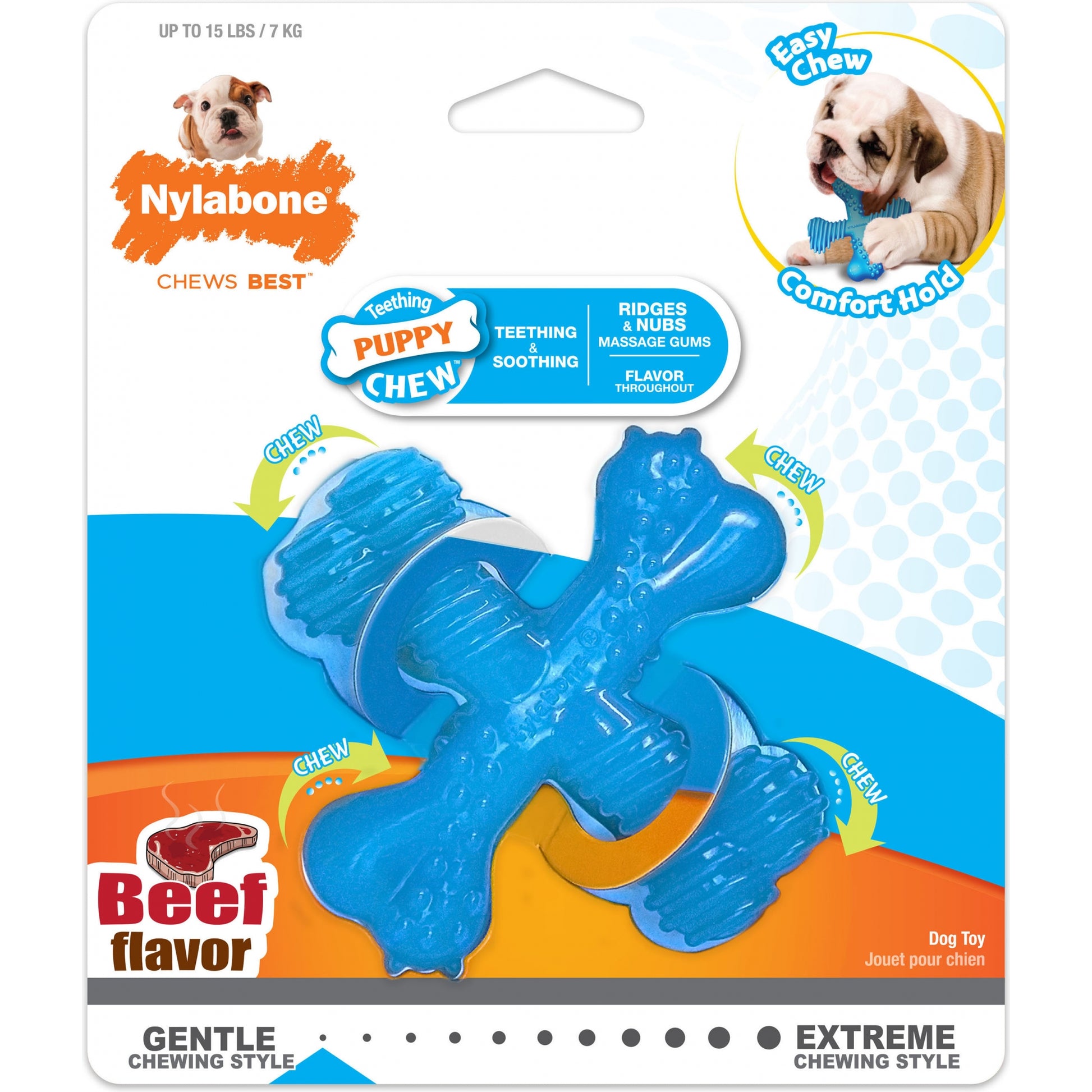 Nylabone Puppy Chew X Bone Reg Beef