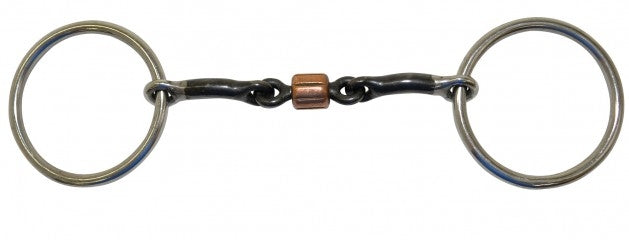 Reinsman 3/8" Medium Loose Ring Copper Roller Dogbone Snaffle Bit - Stage A
