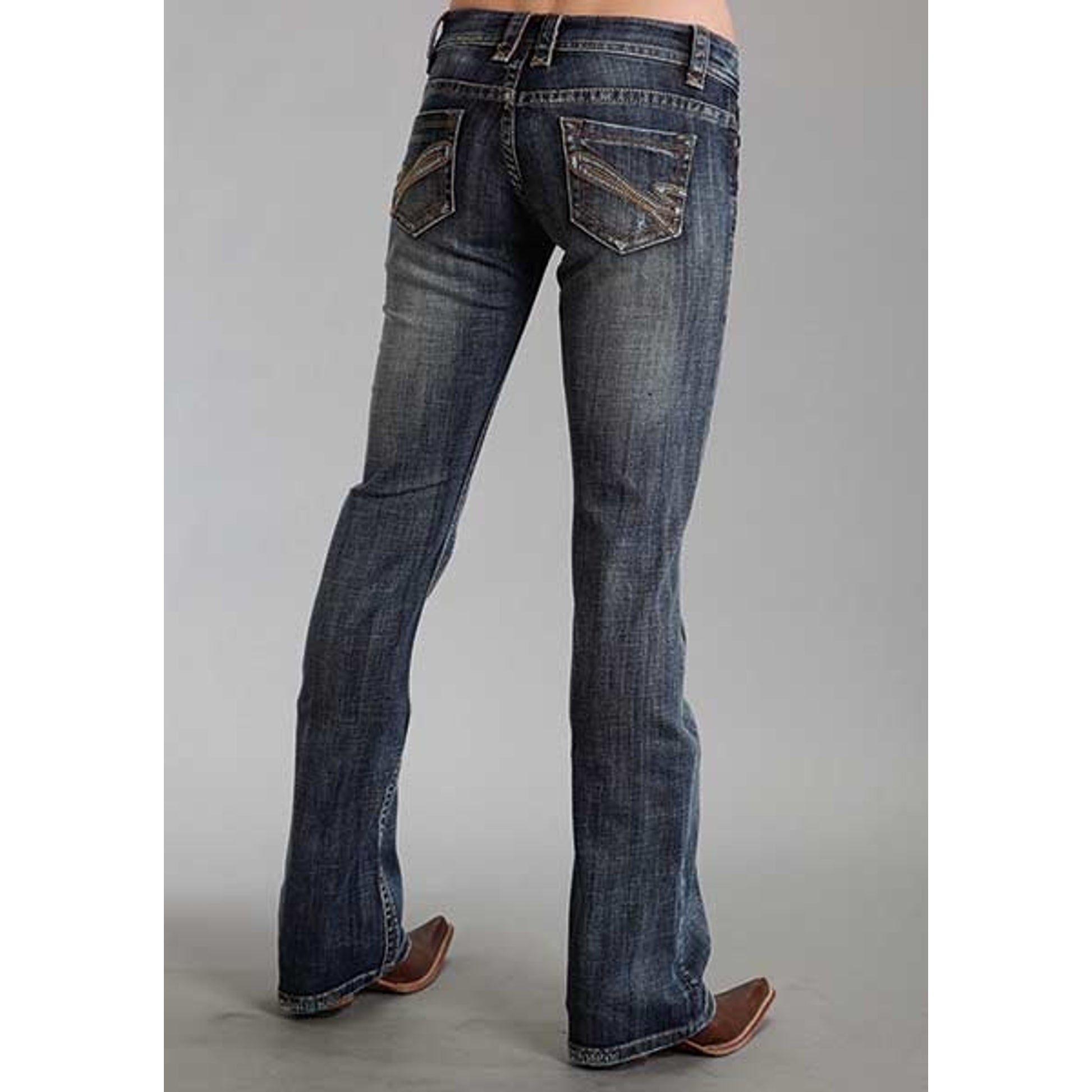 Stetson Ladies 818 Fit Contrast S Stitched Back Pocket Boot Cut Jeans