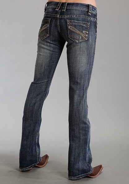 Stetson Ladies 818 Fit Contrast S Stitched Back Pocket Boot Cut Jeans