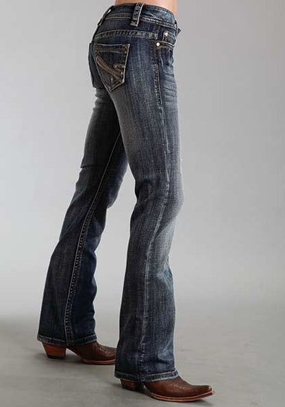 Stetson Ladies 818 Fit Contrast S Stitched Back Pocket Boot Cut Jeans