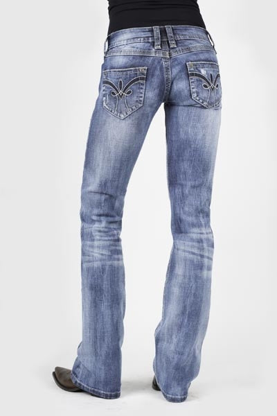 Stetson Ladies 818 Fit Stylized V Three Loops Deco Back Pocket Boot Cut Jeans