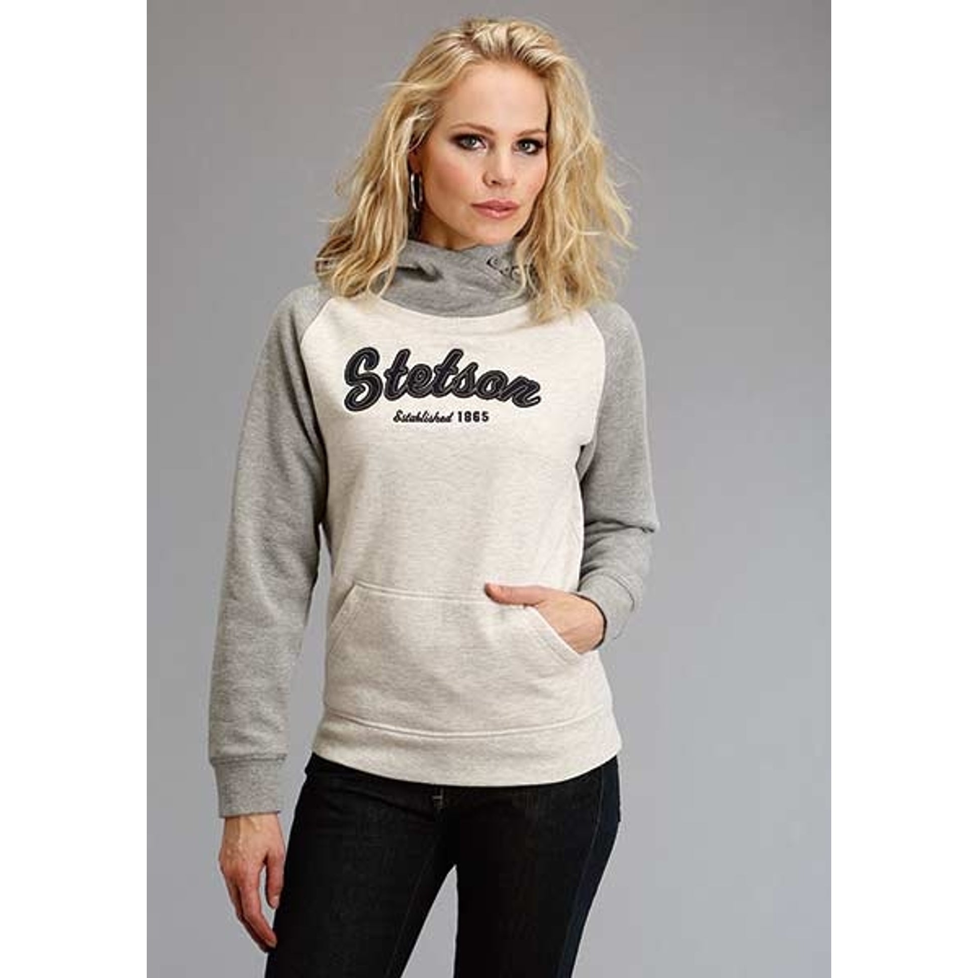 Stetson Ladies Applique Two Tone Hooded Sweatshirt