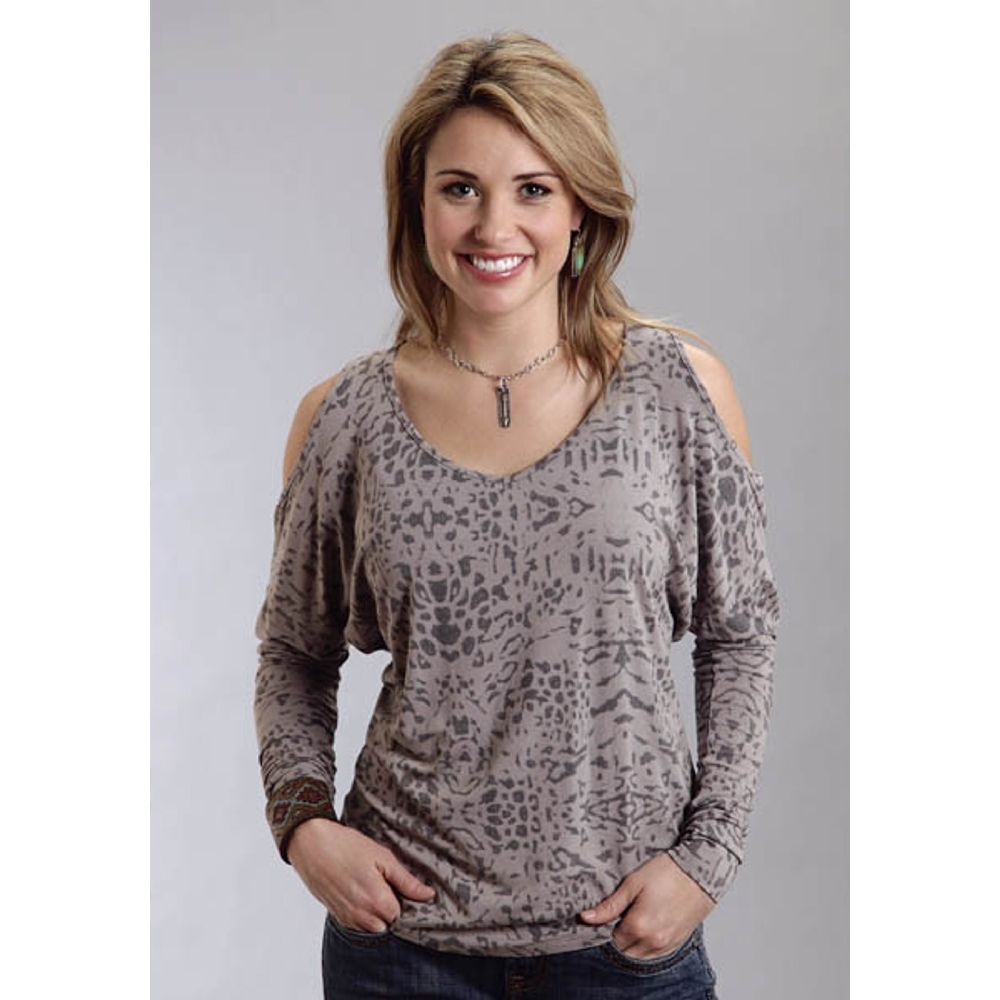 Stetson Ladies Fall II Rayon Spandex Animal Print Jersey Long Sleeve Shirt