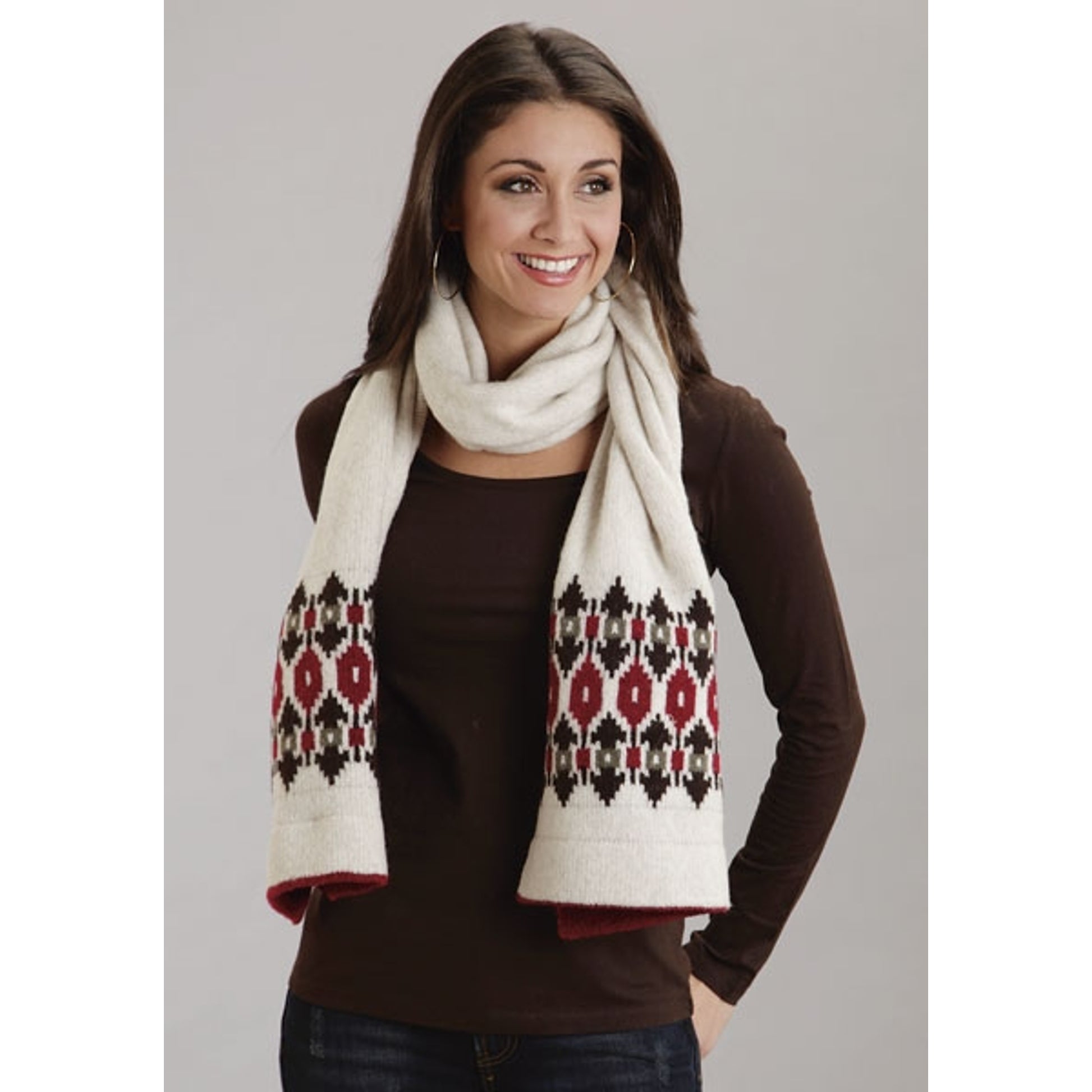 Stetson Ladies Fall III Intarsia Pattern Wool Scarf