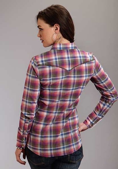 Stetson Ladies Spring I Plaid Western Long Sleeve Snap Shirt - Orchid