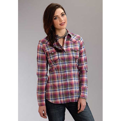 Stetson Ladies Spring I Plaid Western Long Sleeve Snap Shirt - Orchid