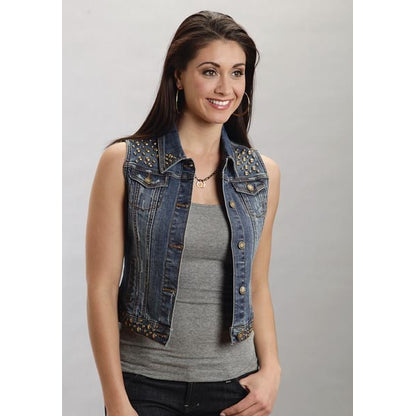 Stetson Ladies Spring III Denim Vest Jacket With Studding