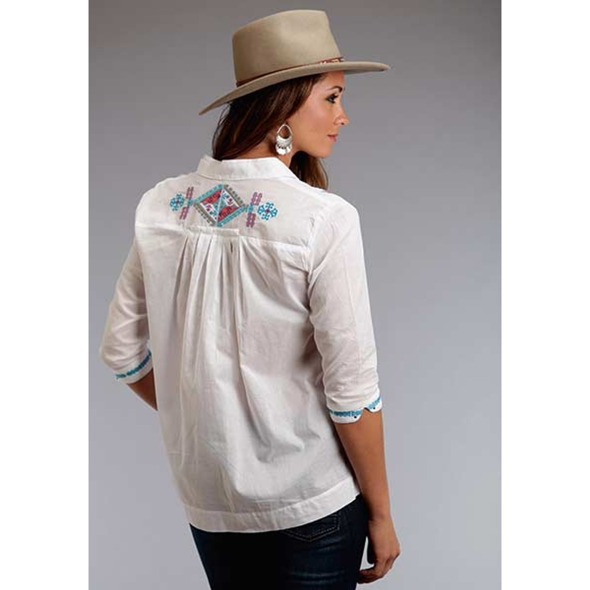 Stetson Ladies Summer I Voile Long Sleeve Peasant Blouse