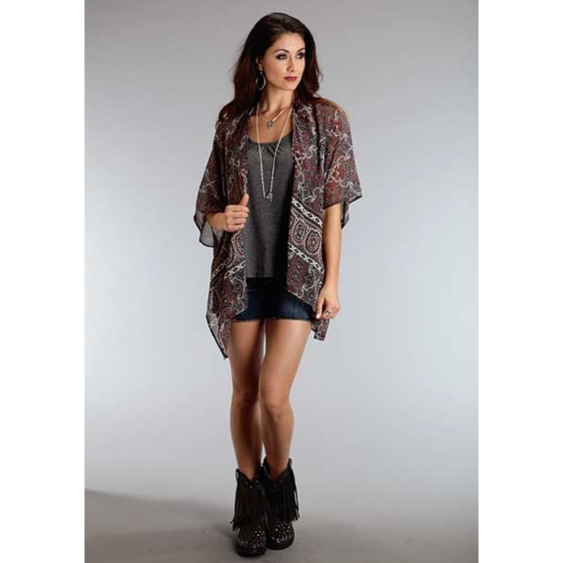 Stetson Ladies Winter I Gypsy Border Chiffon Cardigan