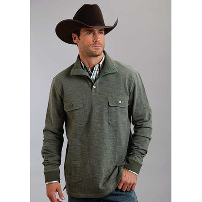 Stetson Mens Original Rugged Bamboo Look Knit Pullover - Green