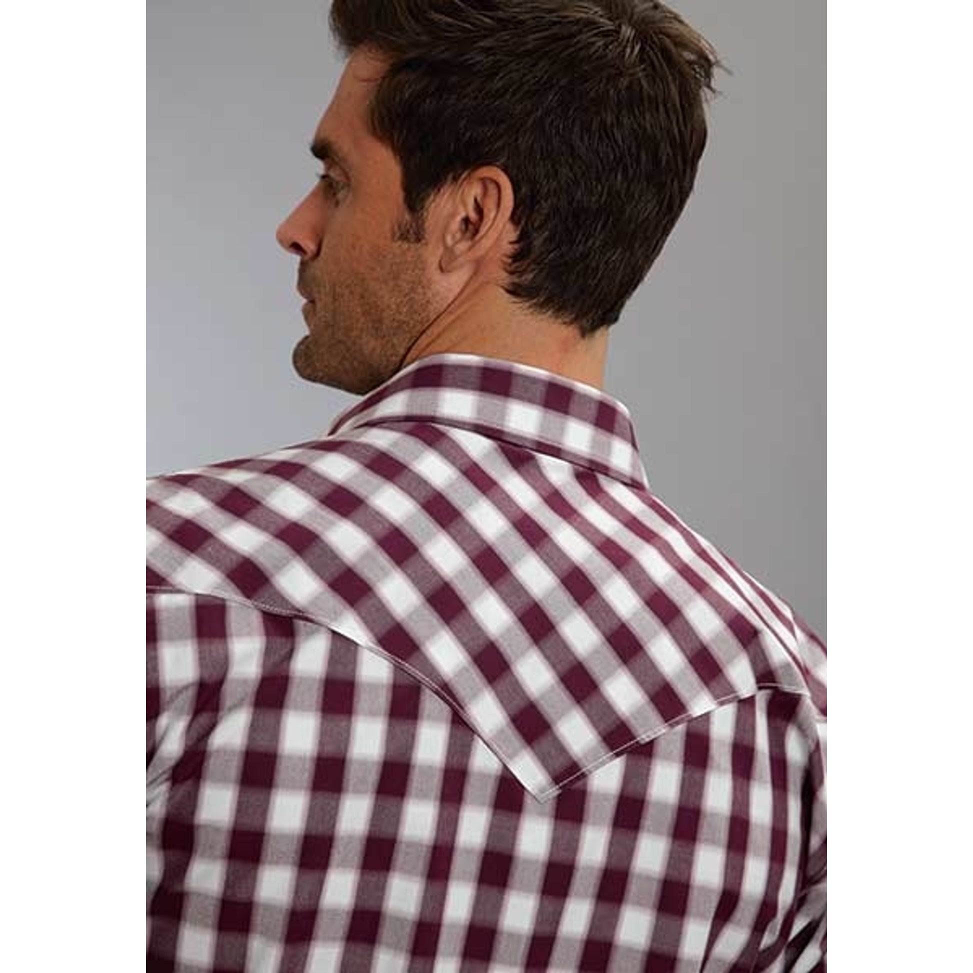 Stetson Mens Original Rugged C2 Blurred Check Long Sleeve Snap Shirt