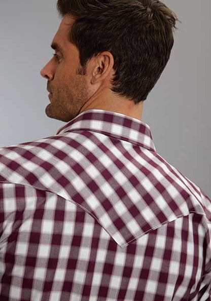 Stetson Mens Original Rugged C2 Blurred Check Long Sleeve Snap Shirt