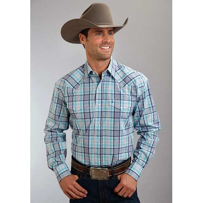 Stetson Mens Spring IV Streetlight Plaid Long Sleeve Snap Shirt