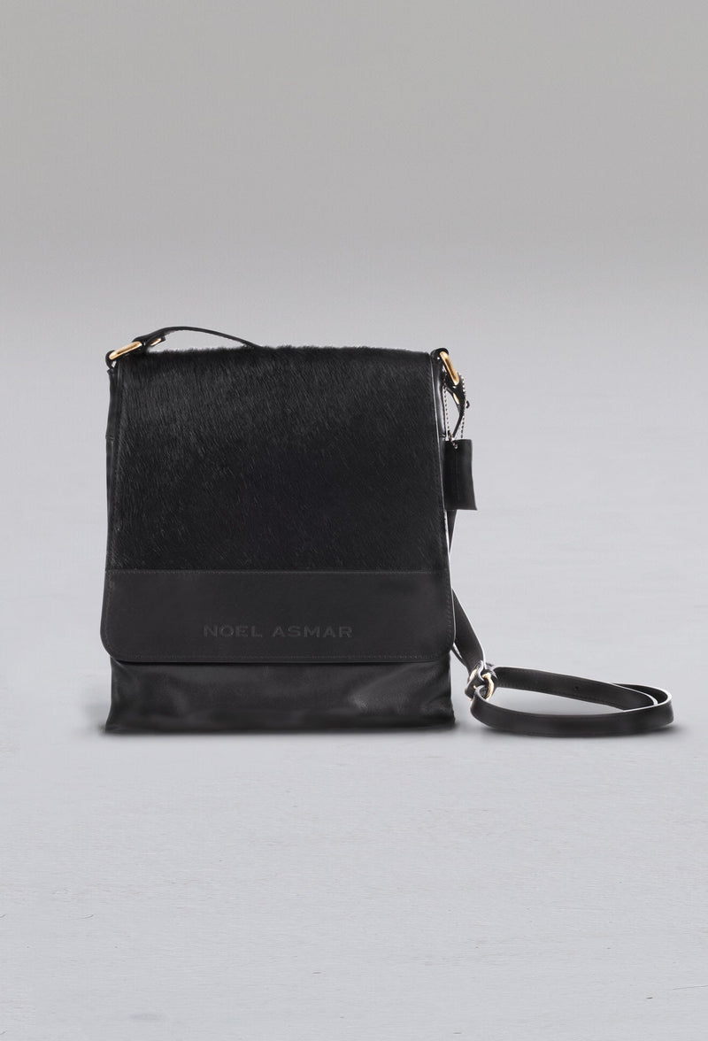 Asmar Leather Messenger Bag With Calf Hair