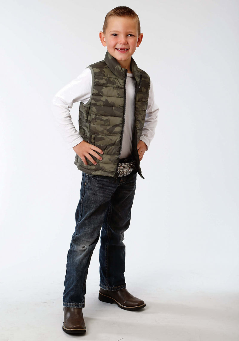 Roper Boys Crushable Parachute Vest-Green