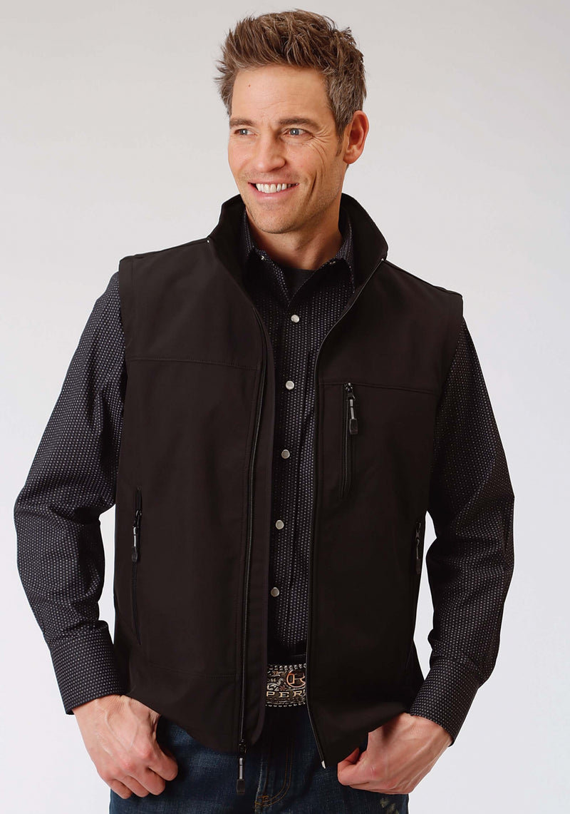Roper Mens Soft Shell with Mesh Lining Vest LG Black