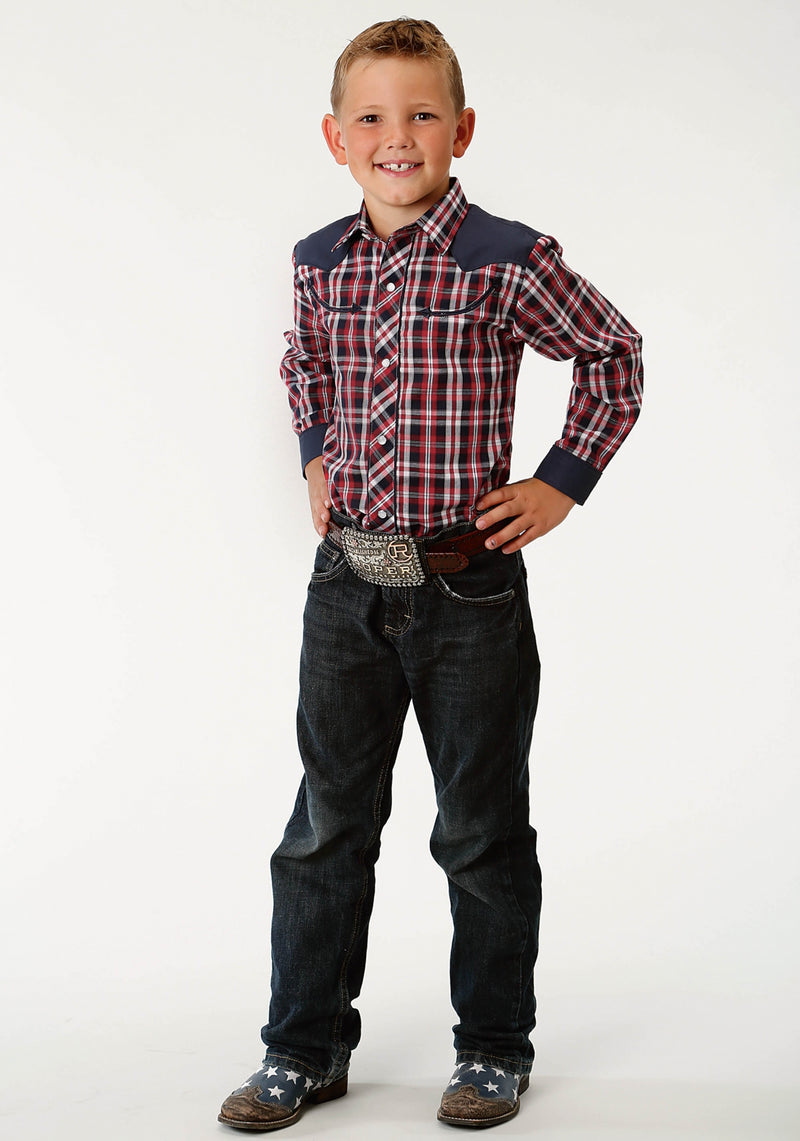 Roper Boys Retro Contrast Shirt XS Patriotic Plaid