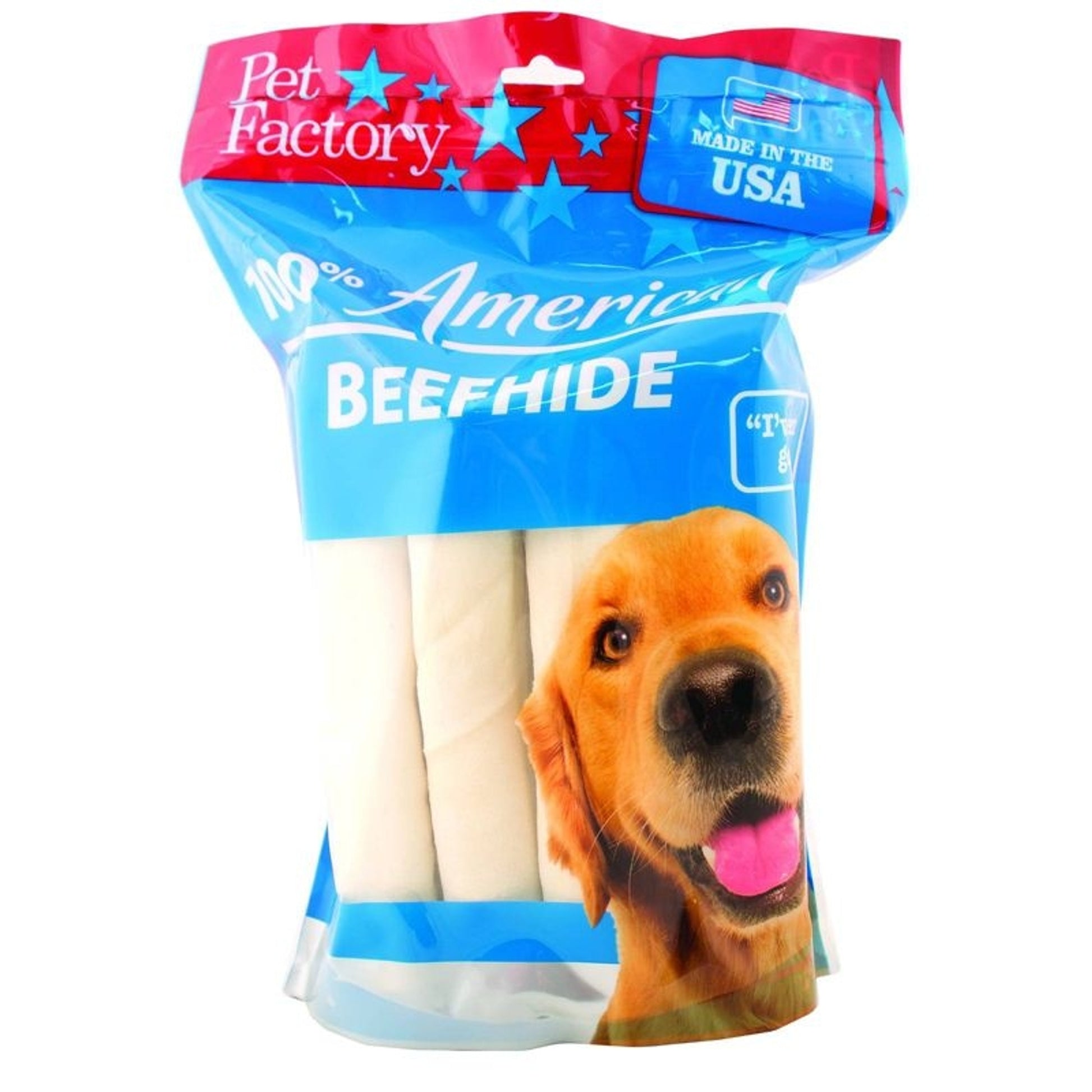 Pet Factory 8 Inch Retrieve Roll Dog Rawhide